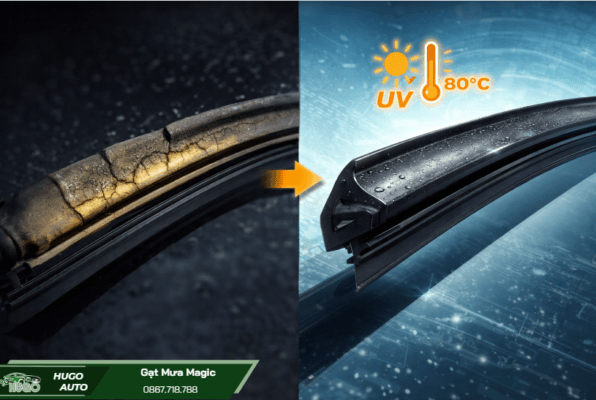 Gạt mưa Magic chịu nhiệt tốt dưới nắng nóng Việt Nam, hạn chế hư hỏng do UV và nhiệt độ kính lái lên đến 70°C.