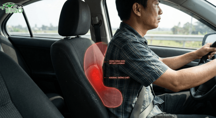 Khoảng trống chết giữa ghế xe và thắt lưng gây đau lưng cho tài xế.